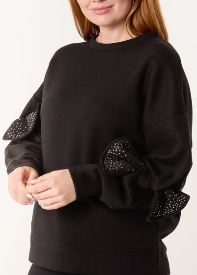 Blue Vanilla Black Bow Sleeve Sweatshirt