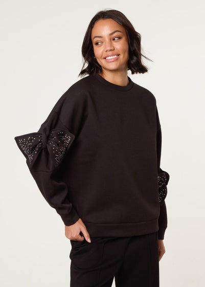 Blue Vanilla Black Bow Sleeve Sweatshirt
