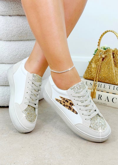 Love Lemonade Leopard Glitter Bolt Trainers