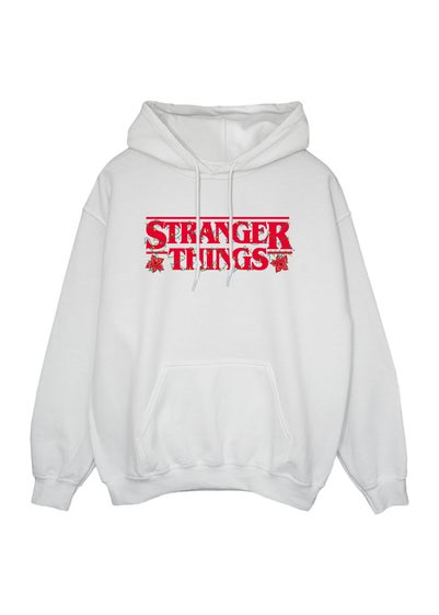 Stranger Things Christmas Logo White Graphic Hoodie