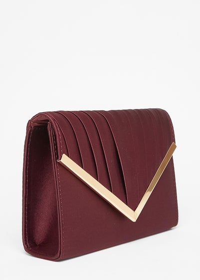 Quiz Burgundy Pleated Clutch Bag