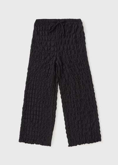 Girls Black Crinkle Trousers (7-15yrs)
