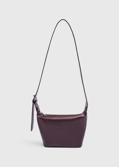 Burgundy Faux Leather Crossbody Bag