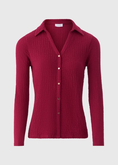 Raspberry Textured Long Sleeve Shirt