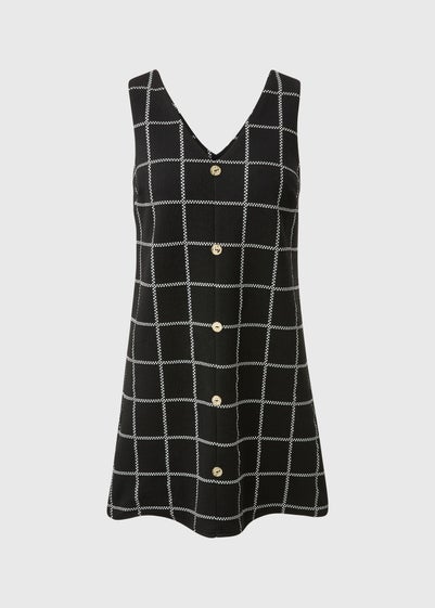 Black Check Boucle Pinafore