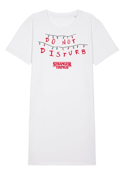Stranger Things Do Not Disturb White Graphic Nightdress