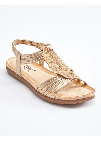 Cotton Traders Gold Feather Sandals