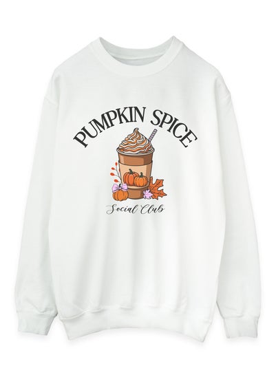 Brands In Pumpkin Spice Social Club White Graphic Sweatshirt
