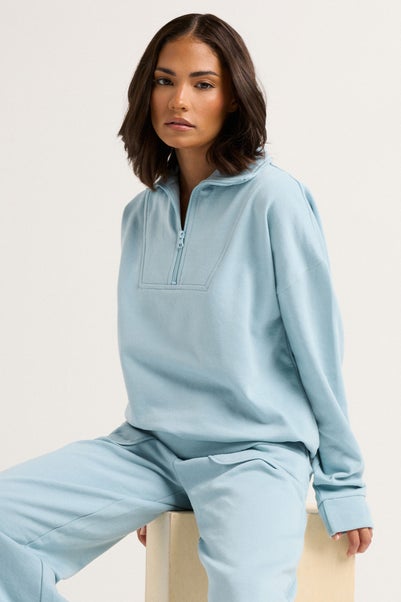 PixieGirl Petite Light Blue Quarter Zip Sweatshirt