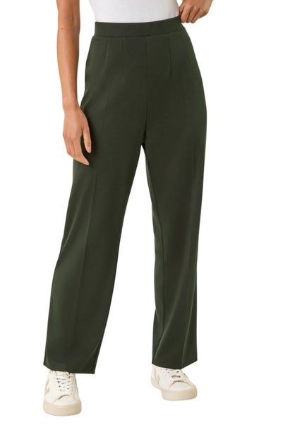 Roman Khaki Petite Straight Leg Ponte Stretch Trouser