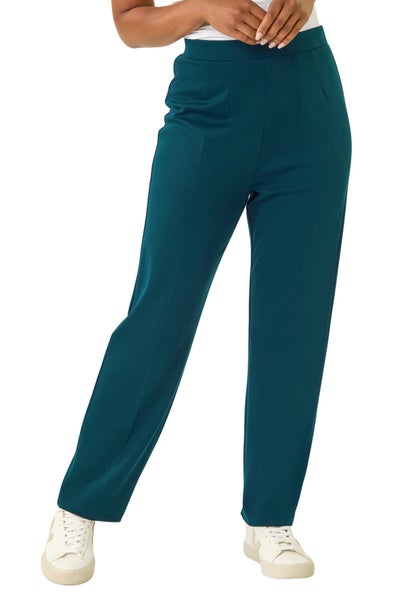 Roman Teal Petite Straight Leg Ponte Stretch Trouser