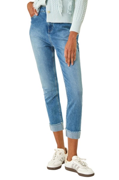 Roman Denim Slim Leg Turn Up Stretch Jeans