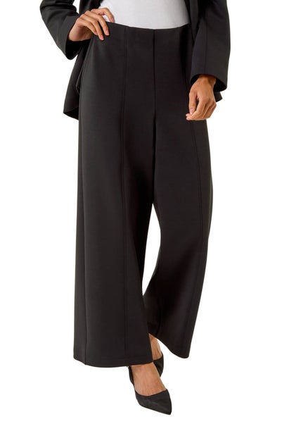 Roman Black Petite Front Seam Stretch Trouser