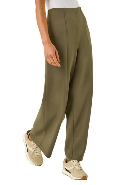 Roman Khaki Petite Front Seam Stretch Trouser
