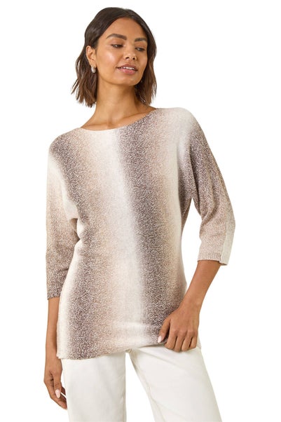 Roman Beige Ombre Stripe Knit Jumper