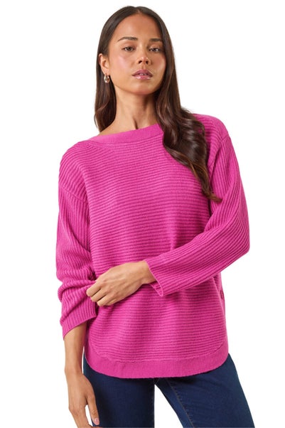 Roman Pink Petite Curve Hem Knit Jumper