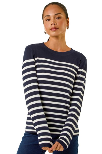 Roman Navy Petite Stripe Knitted Jumper