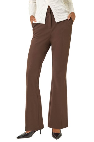 Roman Chocolate Bootcut Leg Stretch Trousers