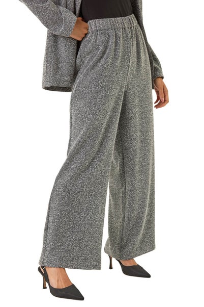 Roman Black Petite Herringbone Trouser