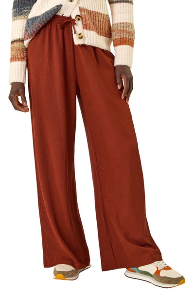 Roman Rust Crinkle Texture Tie Front Trouser