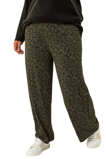 Roman Khaki Curve Paisley Wide Leg Culottes