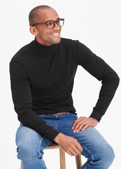 Cotton Traders Black Long Sleeve Roll Neck Top