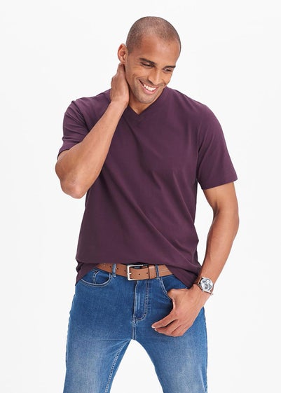 Cotton Traders Deep Violet V Neck T-Shirt