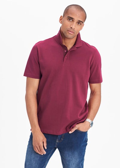 Cotton Traders Dark Raspberry Short Sleeve Polo Shirt