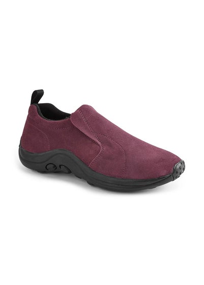 Cotton Traders Dark Plum Casual Suede Slip On Shoes