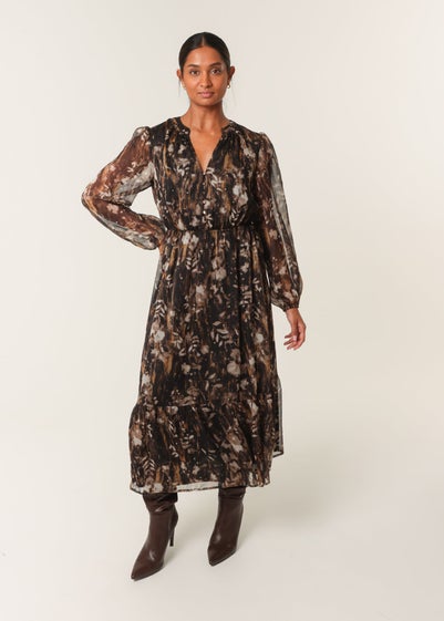 Blue Vanilla Black Button Front Midi Dress