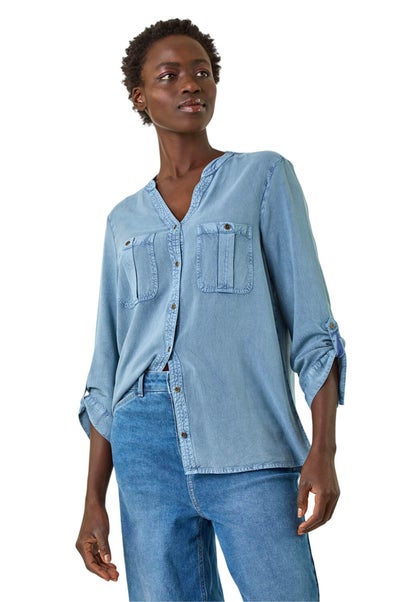 Roman Light Grey Buttoned Pocket Shirt
