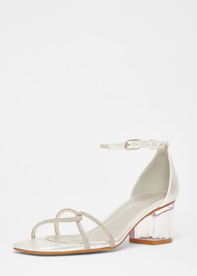 Quiz Silver Twist Strap Heeled Sandal