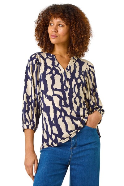 Roman Navy Mono Abstract Top