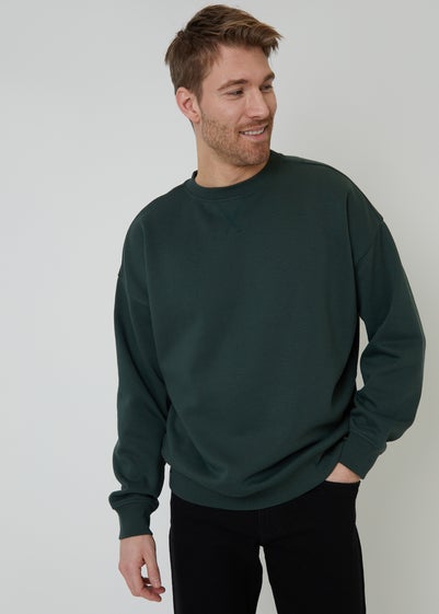 Threadbare Green Relaxed Fit Crew Neck Sweatshirt