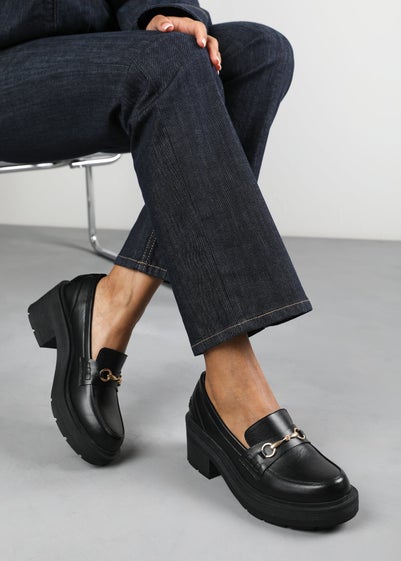 Where's That From Holly Wide Fit Black Chunky Loafers