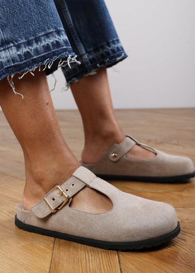 Where's That From Lottie Khaki Clog Flatform Slider Sandals