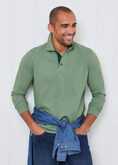 Cotton Traders Fresh Pear Long Sleeve Polo Shirt