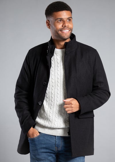Tokyo Laundry Black Padded Faux Wool Coat