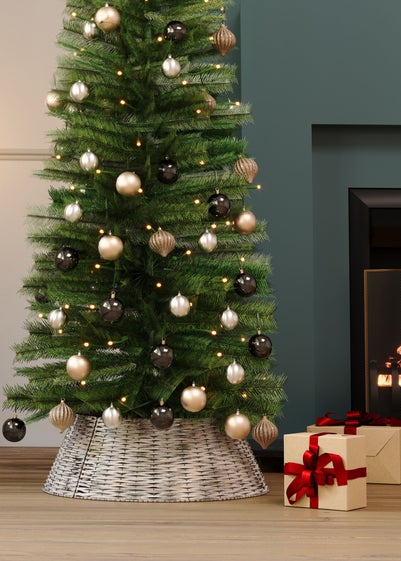 Charles Bentley Grey Medium 25cm Wicker Christmas Tree Skirt