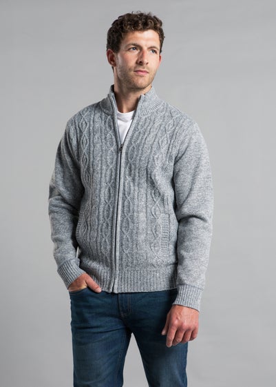 Kensington Eastside Grey Full Zip Funnel Neck Jumper