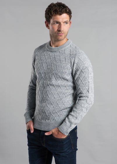 Kensington Eastside Grey Cable Knit Crew Neck Jumper