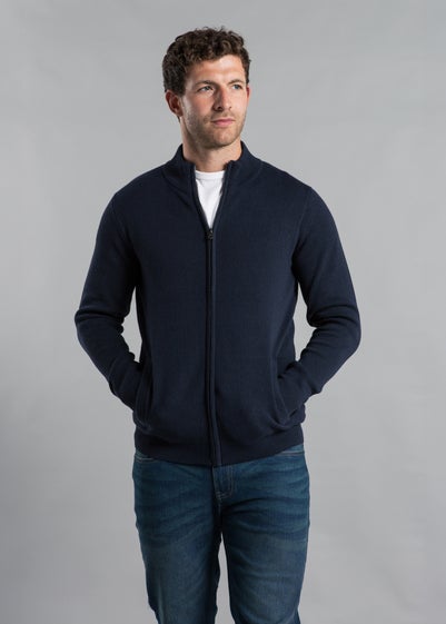 Kensington Eastside Navy Recycled Cotton Blend Zip-Through Cardigan