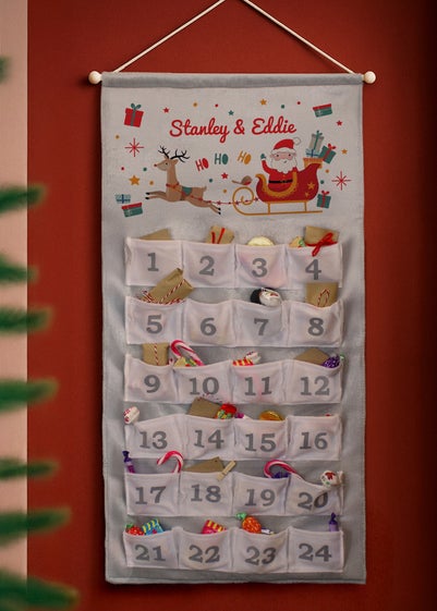 Personalised Memento Company Grey Santa Sleigh Advent Calendar