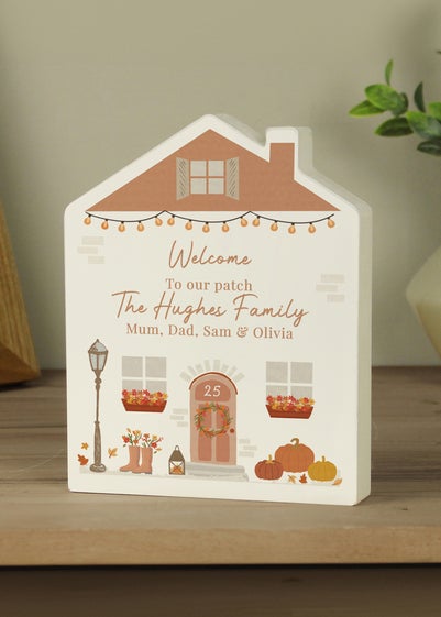 Personalised Memento Company White Autumnal Wooden House Ornament