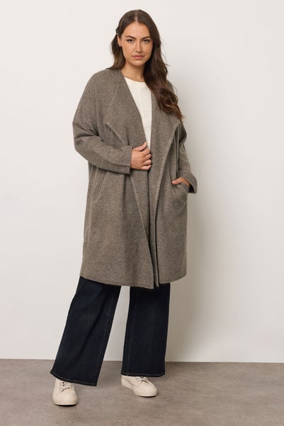 Evans Curve Natural Brown Waterfall Coatigan