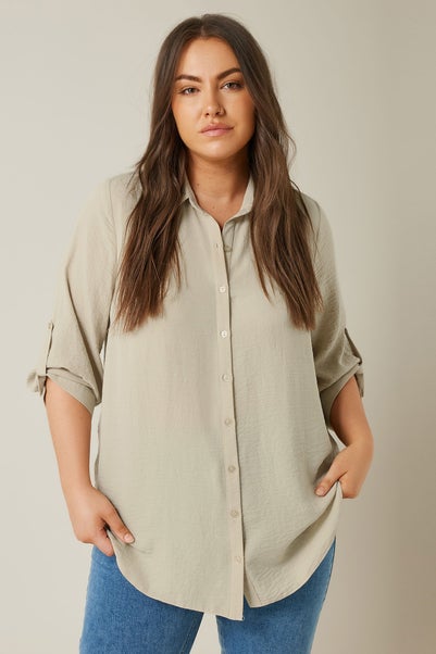 Evans Curve Natural Brown Tab Sleeve Shirt