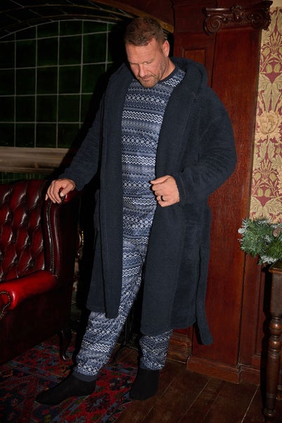 BadRhino Navy Blue Borg Dressing Gown