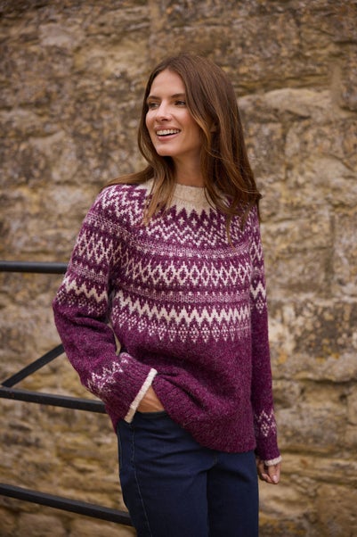 M&Co Berry Purple Fairisle Jumper