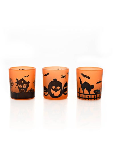 Hocus Pocus Orange & Black Assorted Halloween Votive/Tea Light Holders Set of 3