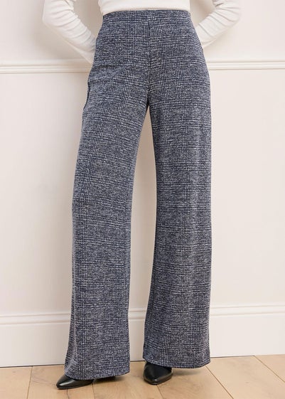 Cotton Traders Navy Jersey Pull-On Wide-Leg Trousers